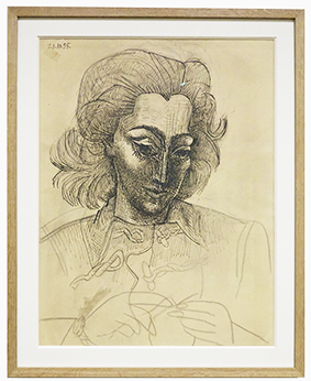 Portrait de Jacqueline, 1955 - Encre de chine et fusain sur papier - 66x51 cm Portrait de Jacqueline, 1955 - Encre de chine et fusain sur papier - 66x51 cm