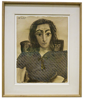 Jacqueline de face, 1957 - Fusain et collage sur papier - 65,5 x 50,5 cm Jacqueline de face, 1957 - Fusain et collage sur papier - 65,5 x 50,5 cm