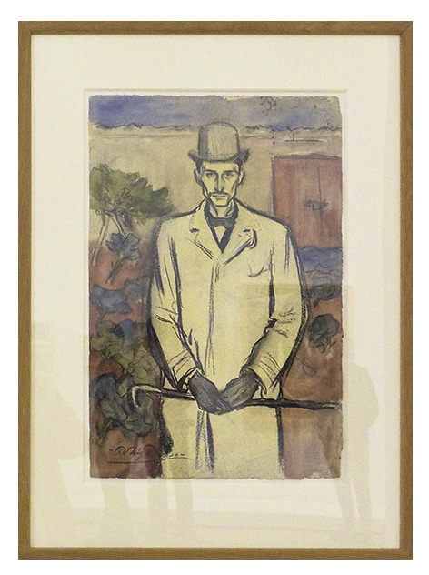 Jeune Homme avec chapeau sur fond jaune - 1899 - Fusain et aquarelle sur papier 48,5X32 cm Jeune Homme avec chapeau sur fond jaune - 1899 - Fusain et aquarelle sur papier 48,5X32 cm
