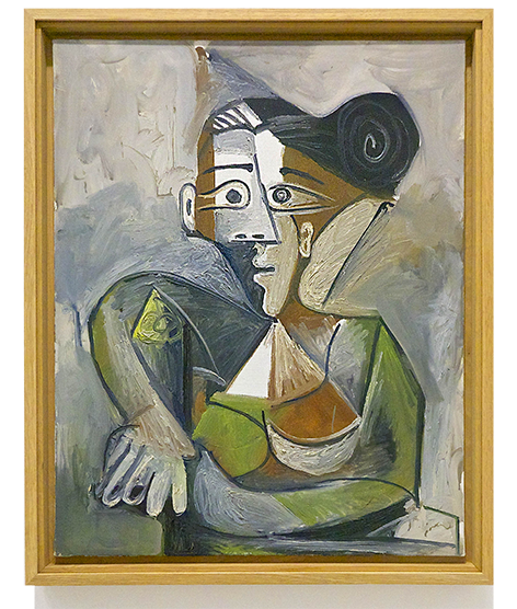 Femme accoudée robe verte, 1962 - Huile sur toile - 92 x 73 cm Femme accoudée robe verte, 1962 - Huile sur toile - 92 x 73 cm
